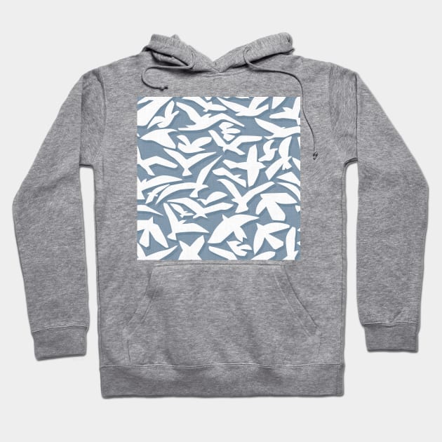 Abstract Seagulls on Vintage Blue Hoodie by matise